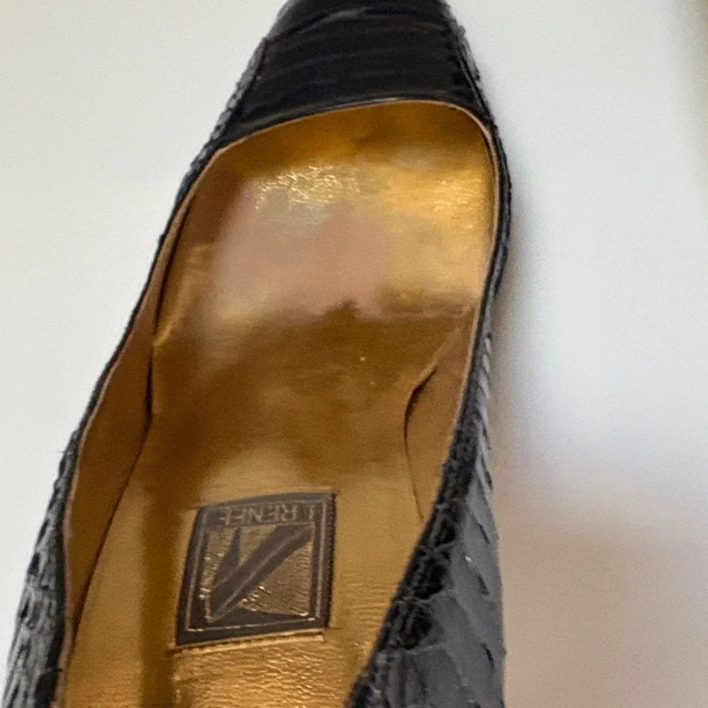 J.Renee Black Croc-Embossed Heels with Gold Interior - Picture 4 of 6